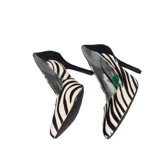 Express Zebra Point Toe Leather Heels - Picture 3 of 5